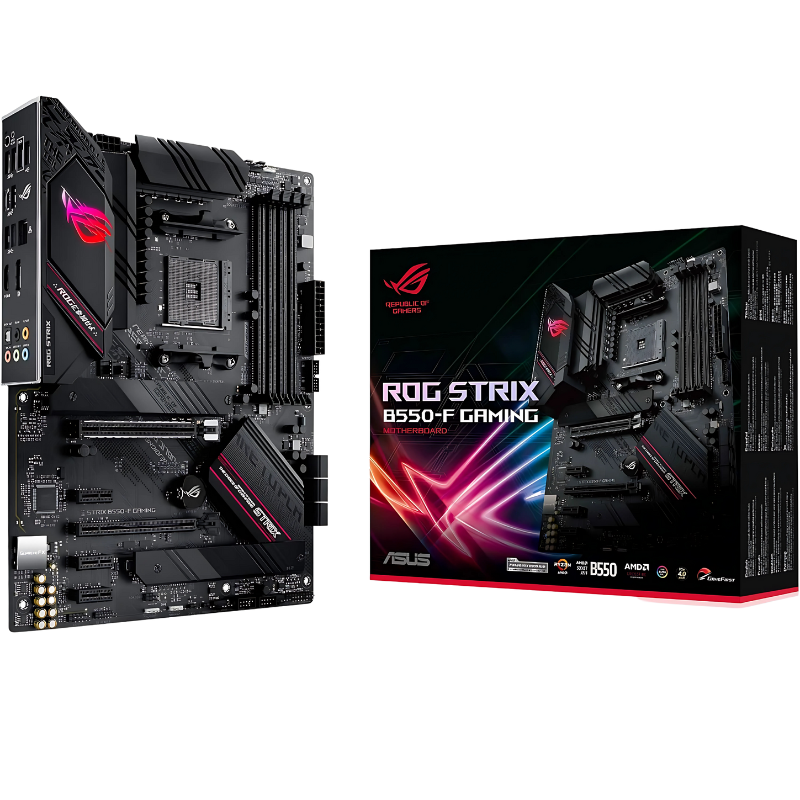 ASUS ROG Strix B550-F Gaming Motherboard, AMD AM4, DDR4, PCIe 4.0, ATX, LAN 2.5GbE, USB 3.2, Aura Sync