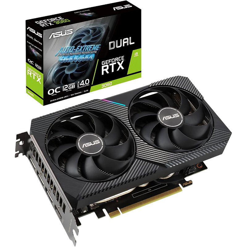ASUS GeForce RTX 3060 Dual V2 OC Edition Video Card, 12 GB GDDR6, PCIe 4.0, HDMI/DisplayPort