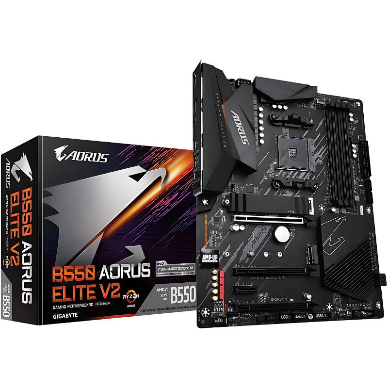 GIGABYTE B550 AORUS ELITE V2 Motherboard, AMD AM4, DDR4, PCIe 4.0, ATX, LAN 2.5GbE, USB 3.2
