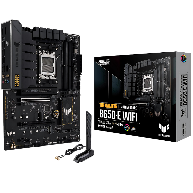 ASUS TUF Gaming B650-E WiFi Motherboard, AMD AM5, DDR5, PCIe 5.0, ATX, WiFi 6E, USB-C, Aura Sync