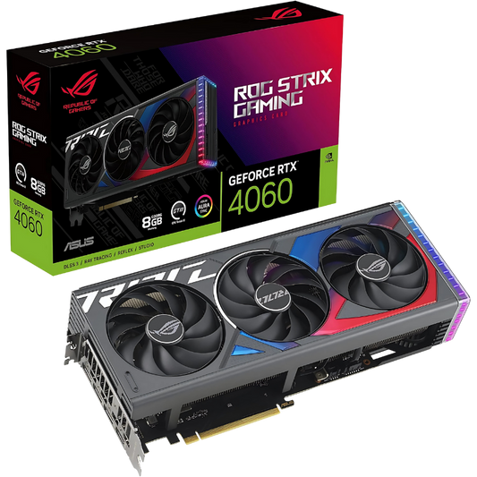 ASUS ROG Strix GeForce RTX 4060 Video Card, 8 GB GDDR6, PCIe 4.0, HDMI/DisplayPort, Aura Sync