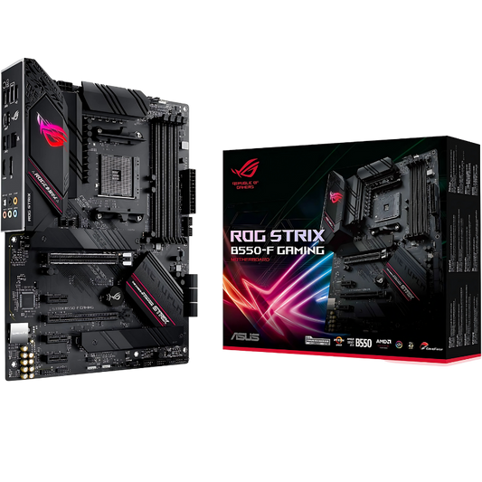 ASUS ROG Strix B550-F Gaming Motherboard, AMD AM4, DDR4, PCIe 4.0, ATX, LAN 2.5GbE, USB 3.2, Aura Sync
