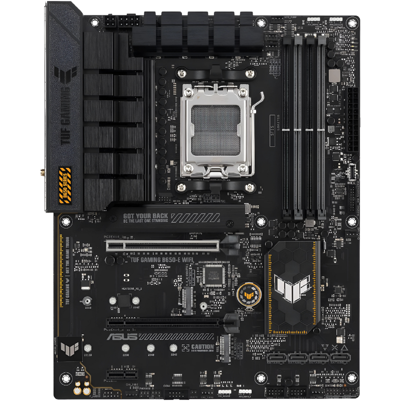 ASUS TUF Gaming B650-E WiFi Motherboard, AMD AM5, DDR5, PCIe 5.0, ATX, WiFi 6E, USB-C, Aura Sync